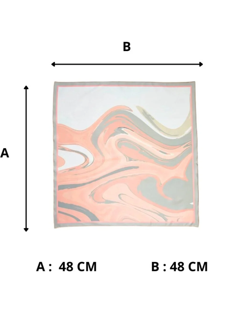 Salmon & Gray Marble Swirl Square Scarf 48x48cm | Custom Design Bandana NWOT